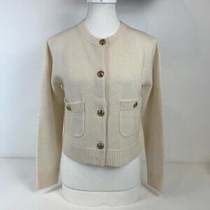 Massimo Dutti Cream Wool Cashmere Cardigan - Size XS/S Luxury Knitwear